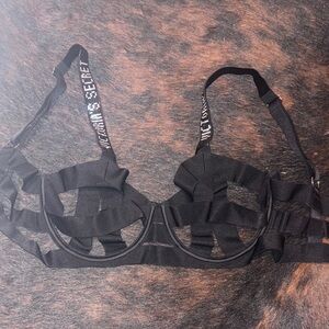 Victoria's Secret Black Strappy Bra with Logo Straps